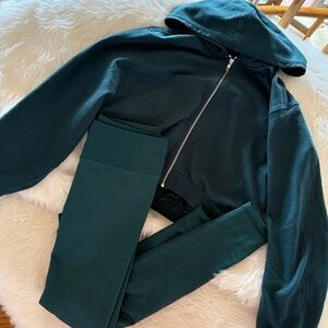 Dark Green ALO Hoodie and Leggings Set
